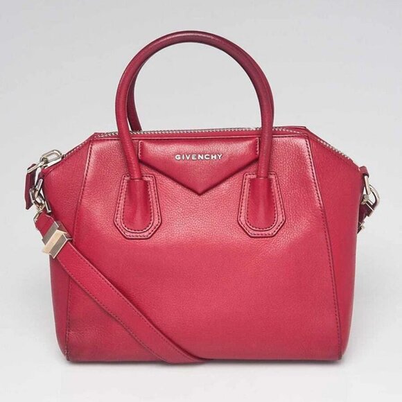 Givenchy Dark Red Sugar Goatskin Leather Small Antigona Bag - Picture 1 of 12